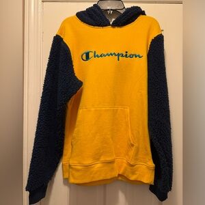 Champion XL kids, hoodie, pullover, sweatshirt, yellow, and blue new with tags